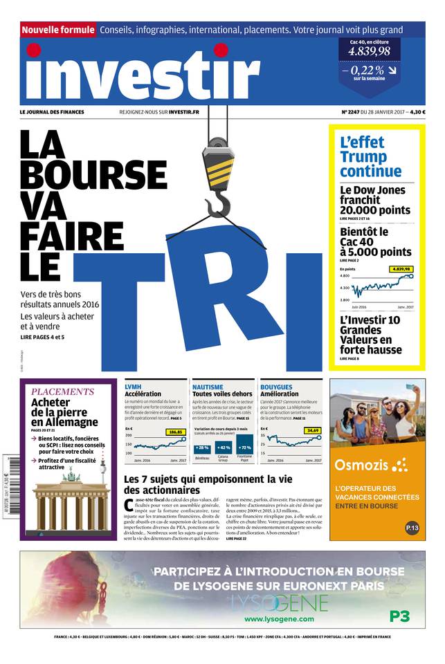 Investir 28 janvier 2017 Investir N°2247 du 28 janvier 2017 à télécharger sur iPad
