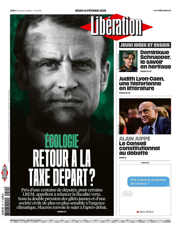 Libération 14 février 2019 Libération du 14 février 2019 à télécharger sur iPad