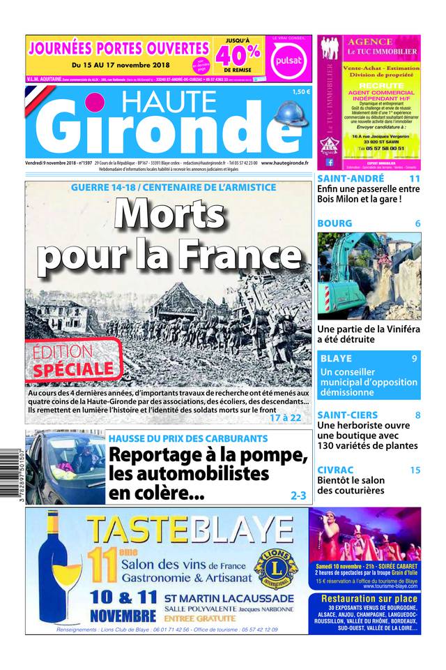 Haute Gironde 09 novembre 2018 Abonnement Haute Gironde Pas Cher avec BOUQUET INFO ePresse.fr