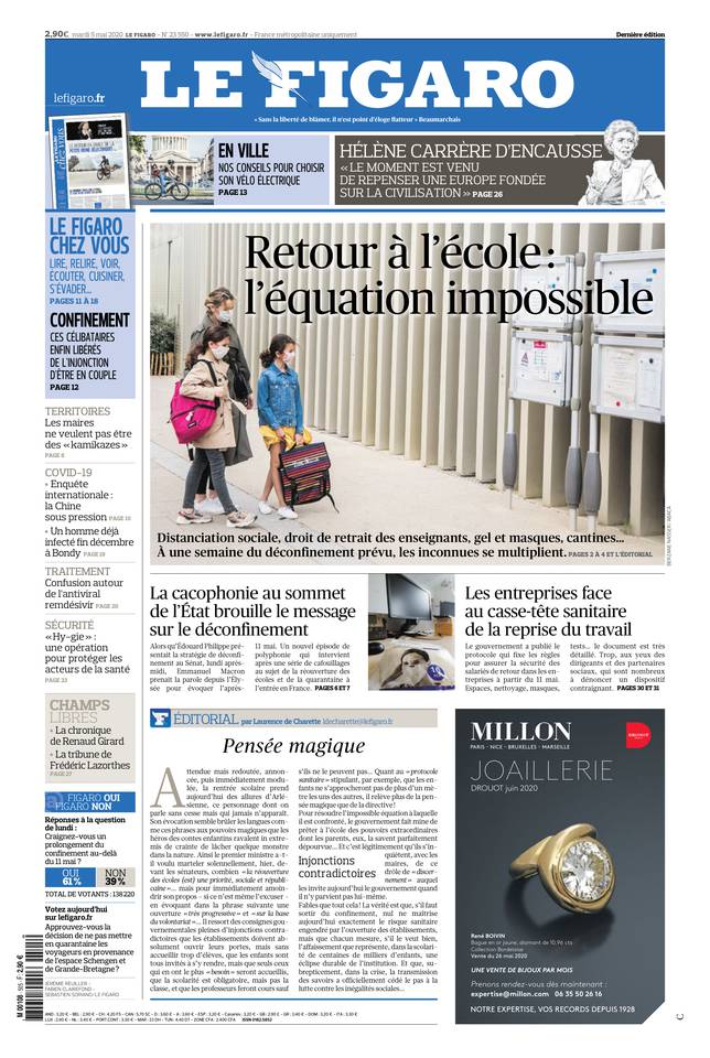 Le Figaro Une du 5 mai 2020