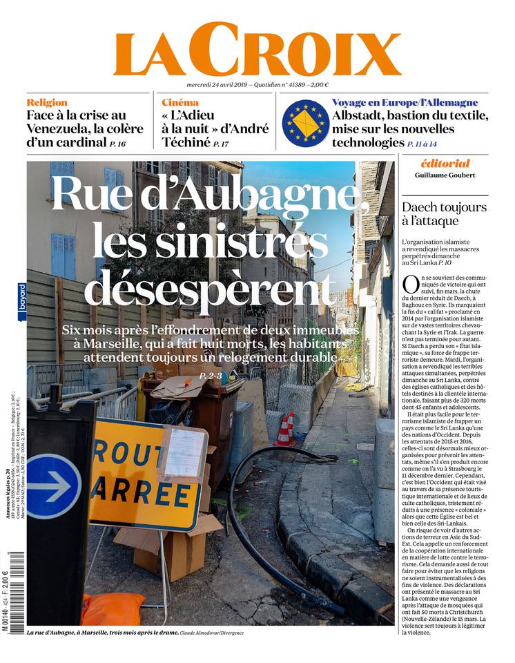 La Croix 24 avril 2019 La Croix du 24 avril 2019 à télécharger sur iPad