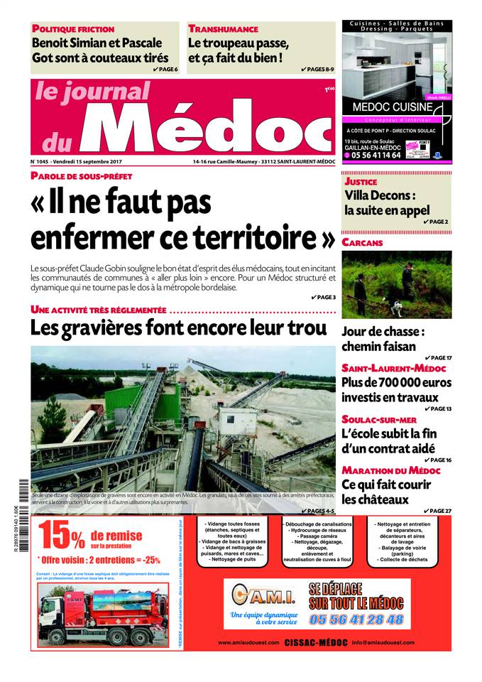 Le Journal du Médoc 14 septembre 2017 Abonnement Le Journal du Médoc Pas Cher avec BOUQUET INFO ePresse.fr