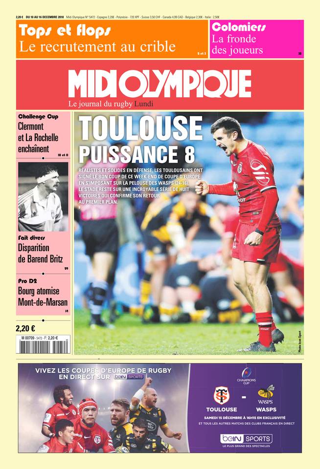 Midi Olympique Rouge 10 décembre 2018 Midi Olympique Rouge N°5472 du 10 décembre 2018 à télécharger sur iPad