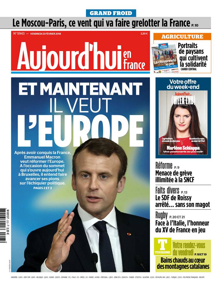 Aujourd'hui en France 23 février 2018 Aujourd'hui en France du 23 février 2018 à télécharger sur iPad