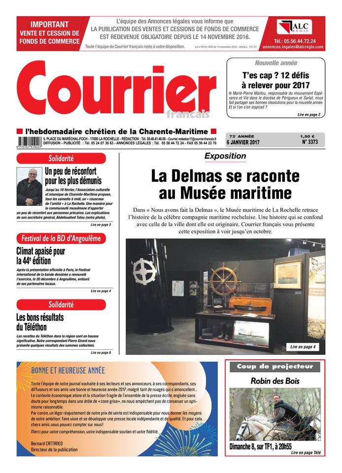 Courrier Français 06 janvier 2017 Courrier Français du 06 janvier 2017 à télécharger sur iPad