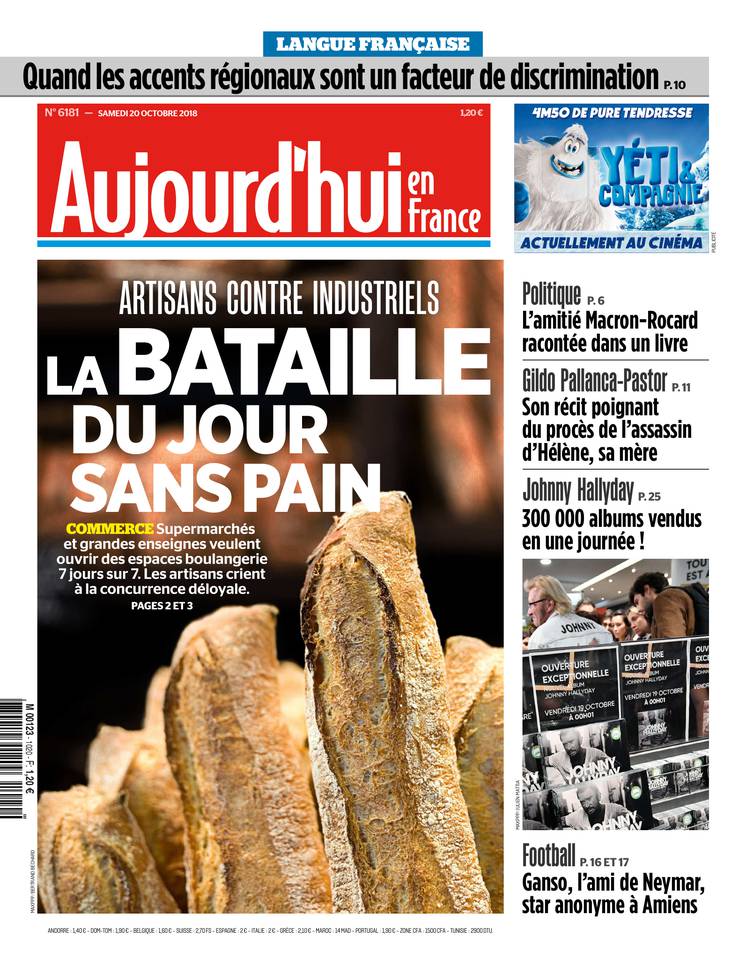 Aujourd'hui en France 20 octobre 2018 Aujourd'hui en France du 20 octobre 2018 à télécharger sur iPad