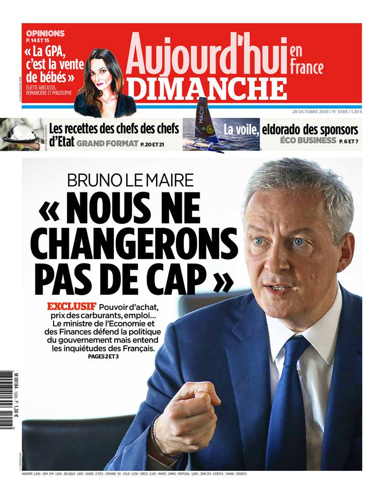 Aujourd'hui en France 28 octobre 2018 Aujourd'hui en France du 28 octobre 2018 à télécharger sur iPad