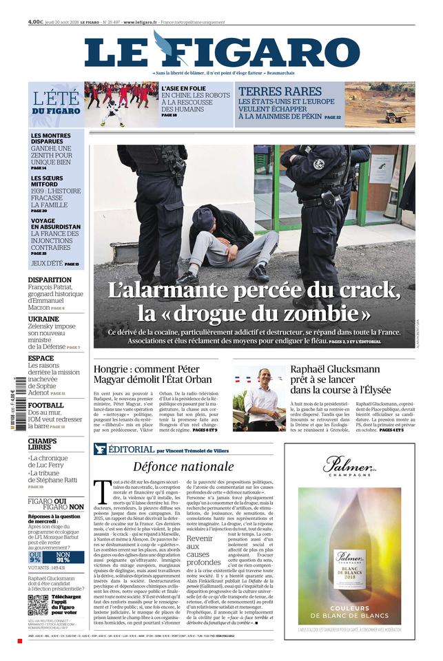 Le Figaro Une du 20 août 2026