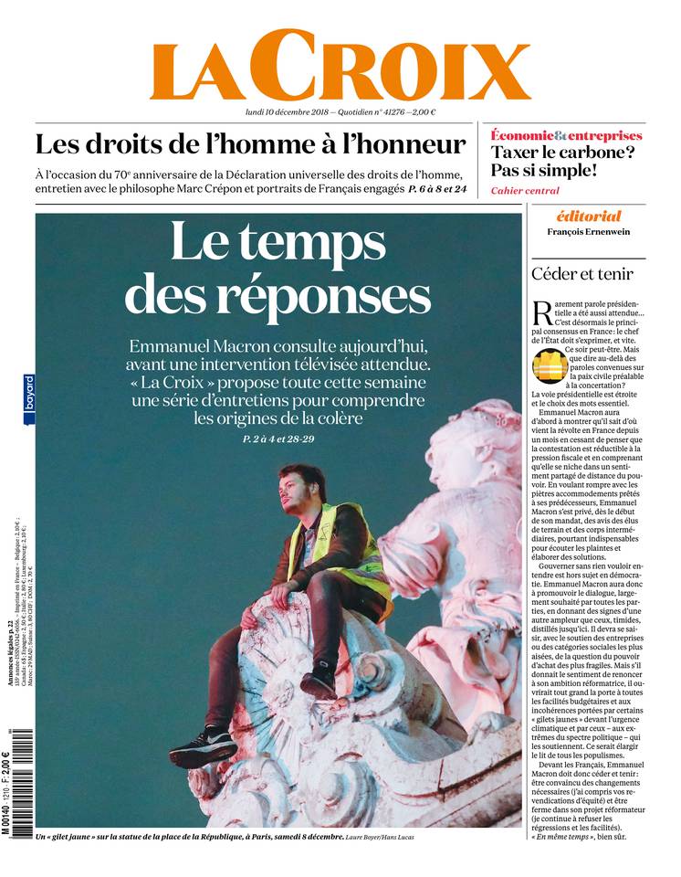 La Croix 10 décembre 2018 La Croix du 10 décembre 2018 à télécharger sur iPad