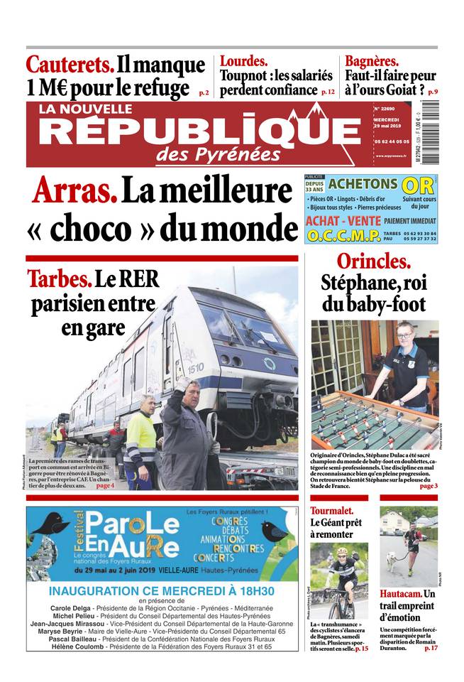La Nouvelle République des Pyrénées 29 mai 2019 La Nouvelle République des Pyrénées du 29 mai 2019 à télécharger sur iPad
