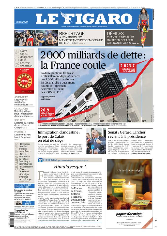 Le Figaro 01 octobre 2014 Le Figaro du 01 octobre 2014 à télécharger sur iPad
