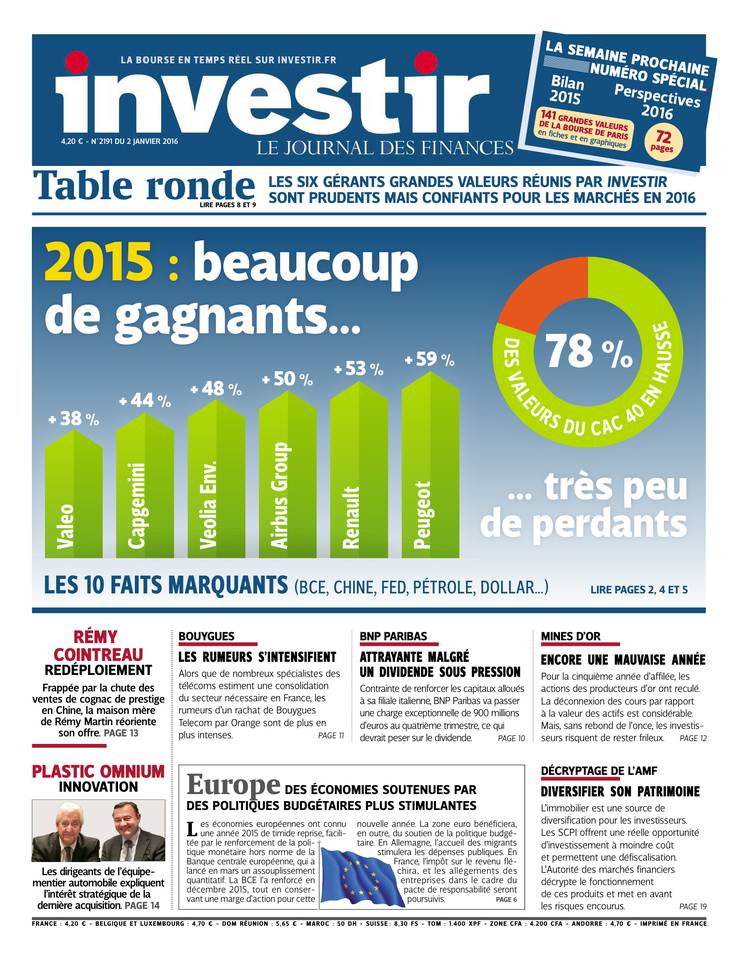 Investir 02 janvier 2016 Investir N°2191 du 02 janvier 2016 à télécharger sur iPad