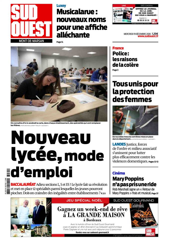 Sud Ouest 19 décembre 2018 Abonnement Sud Ouest Pas Cher avec BOUQUET INFO ePresse.fr