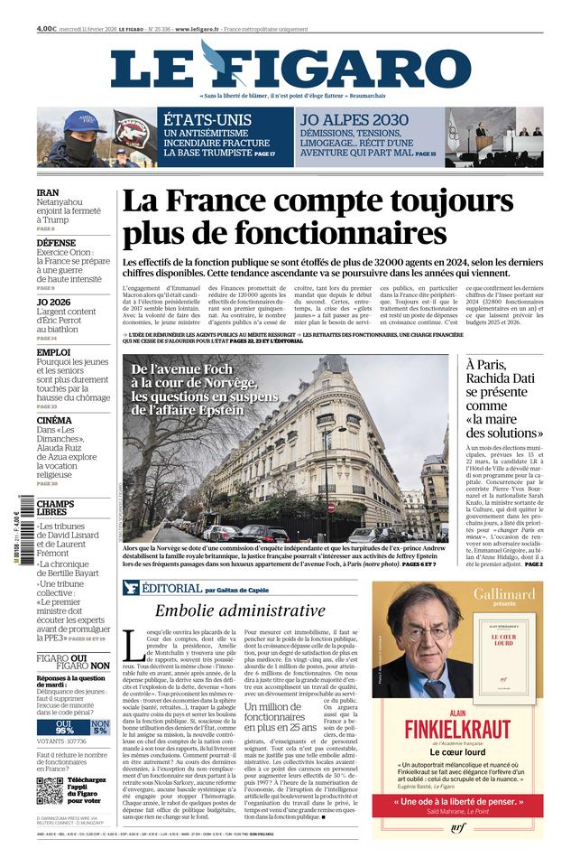 Le Figaro Une du 11 février 2026