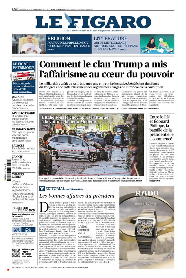 Le Figaro Une du 18 mai 2026