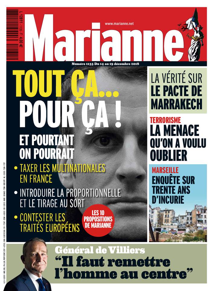 Marianne 14 décembre 2018 Marianne N°1135 du 14 décembre 2018 à télécharger sur iPad