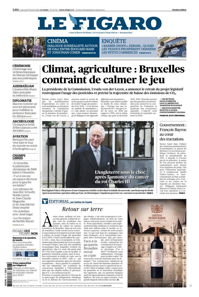 Le Figaro Une du 7 février 2024