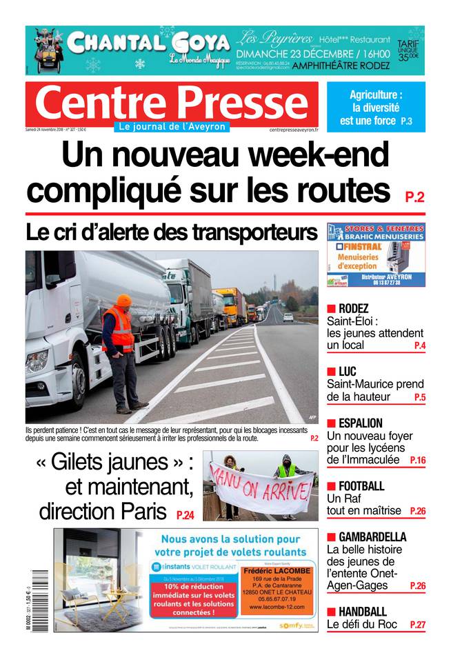 Centre Presse Aveyron 24 novembre 2018 Centre Presse Aveyron du 24 novembre 2018 à télécharger sur iPad