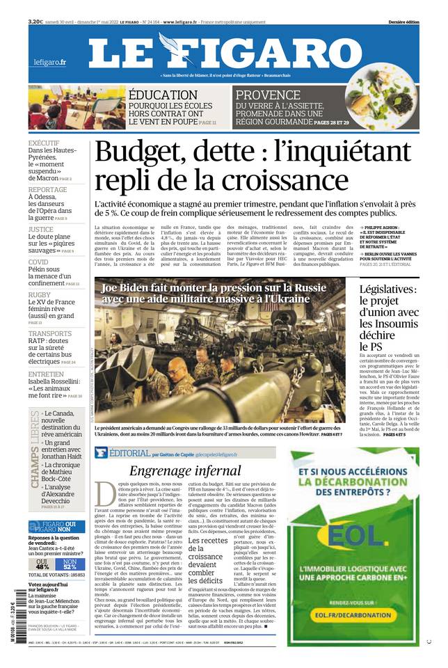 Le Figaro Une du 30 avril 2022