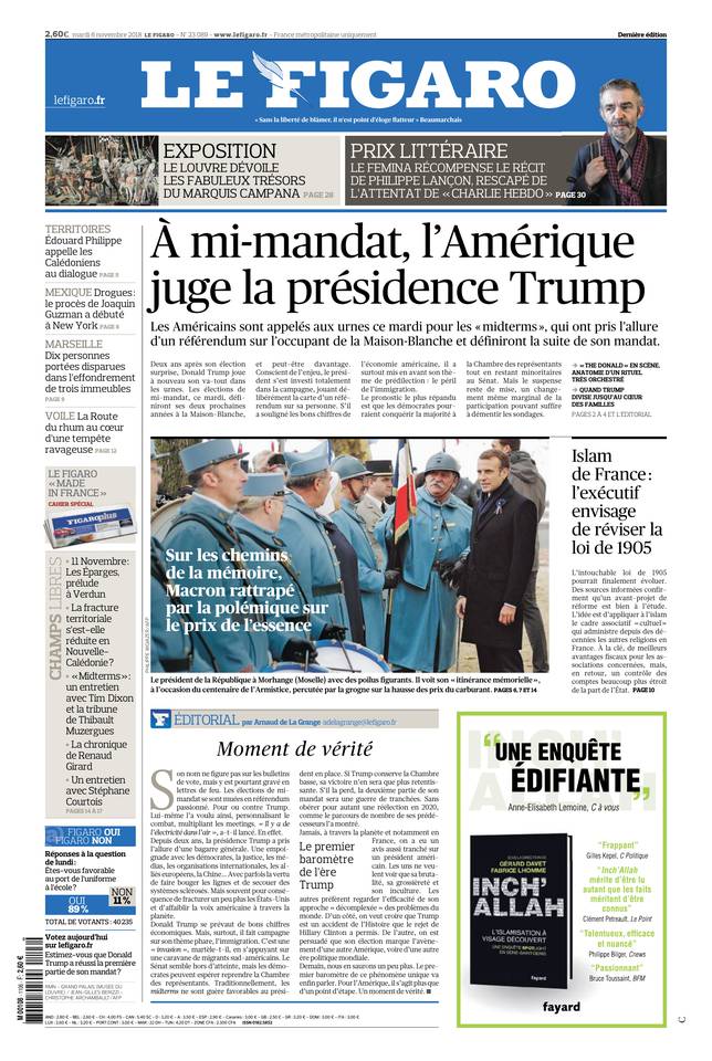 Le Figaro 06 novembre 2018 Le Figaro du 06 novembre 2018 à télécharger sur iPad