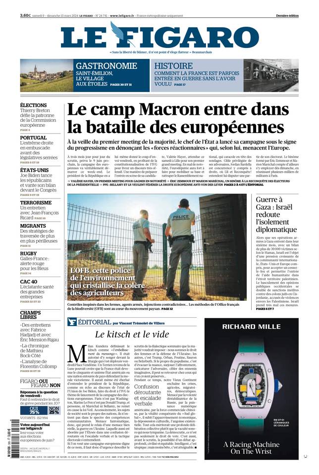 Le Figaro Une du 9 mars 2024