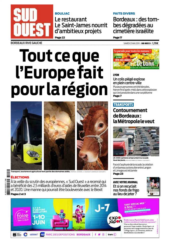 Sud Ouest 25 mai 2019 Abonnement Sud Ouest Pas Cher avec BOUQUET INFO ePresse.fr