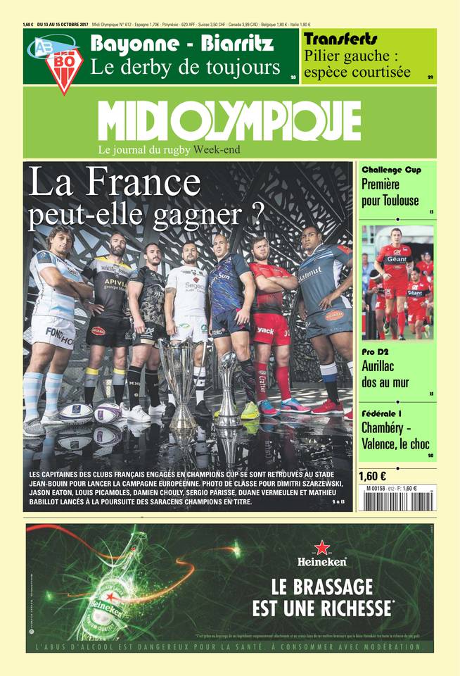 Midi Olympique Vert 13 octobre 2017 Midi Olympique Vert du 13 octobre 2017 à télécharger sur iPad