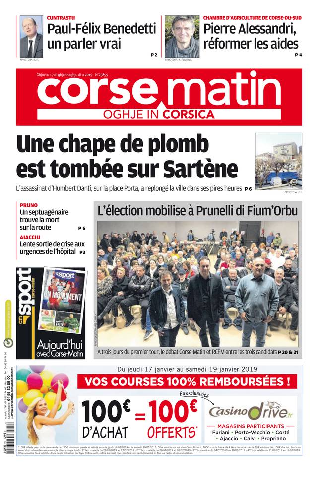 Corse Matin île 17 janvier 2019 Corse Matin île du 17 janvier 2019