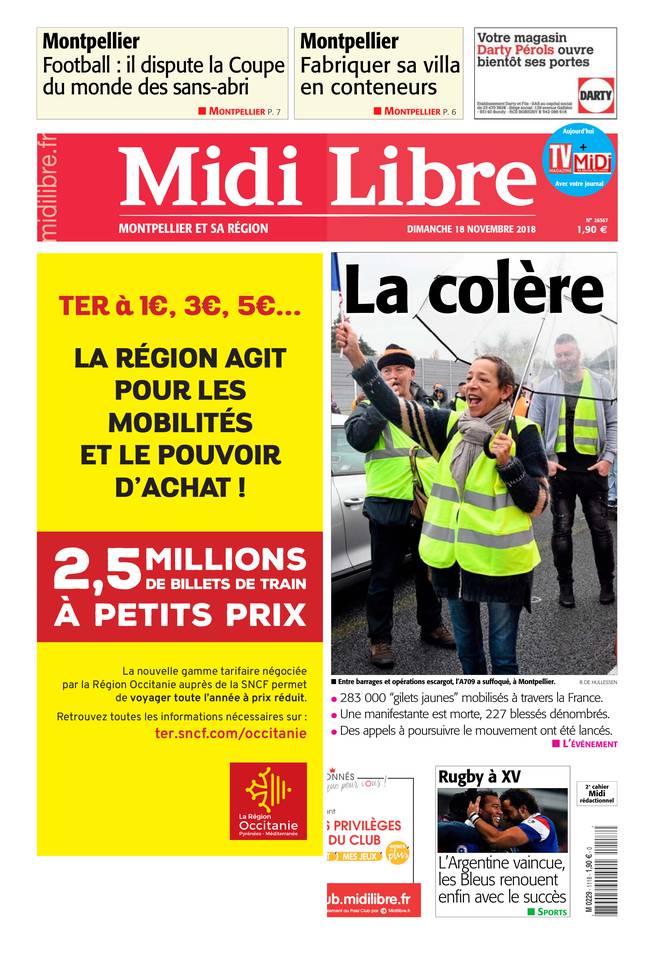 Midi Libre 18 novembre 2018 Midi Libre du 18 novembre 2018 à télécharger sur iPad