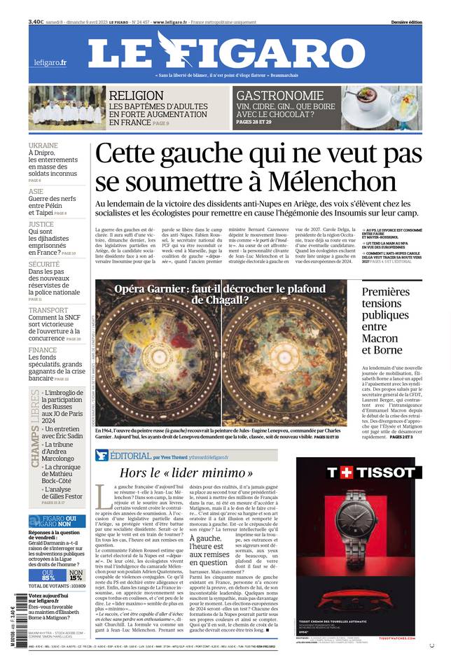 Le Figaro Une du 8 avril 2023