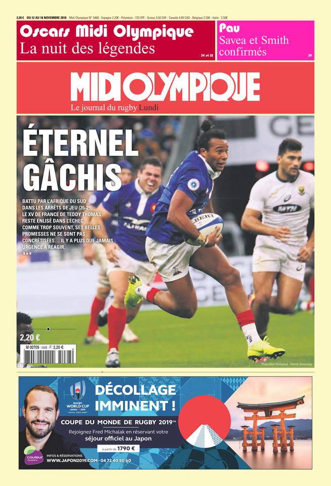 Midi Olympique Rouge 12 novembre 2018 Midi Olympique Rouge du 12 novembre 2018 à télécharger sur iPad