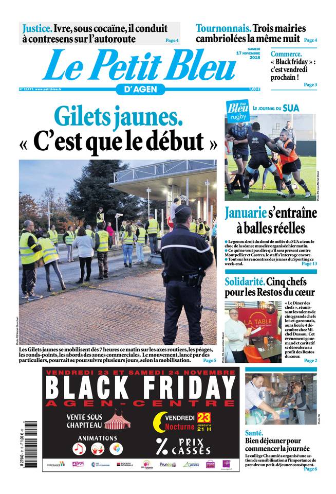 Le Petit Bleu d'Agen 17 novembre 2018 Le Petit Bleu d'Agen du 17 novembre 2018