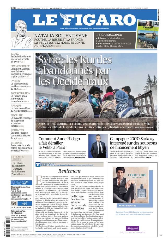 Le Figaro 21 mars 2018 Le Figaro du 21 mars 2018 à télécharger sur iPad