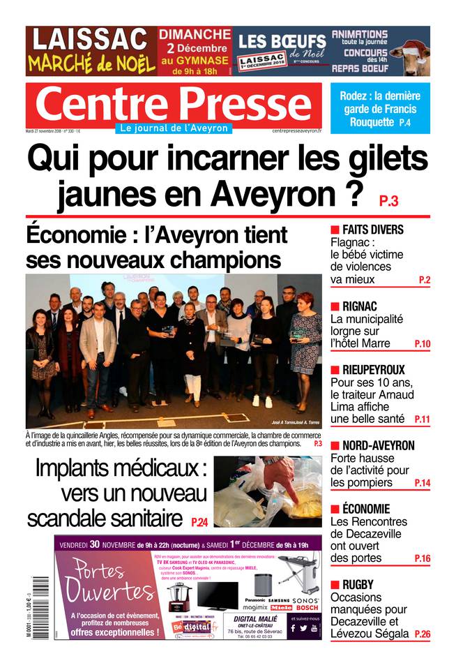 Centre Presse Aveyron 27 novembre 2018 Centre Presse Aveyron du 27 novembre 2018 à télécharger sur iPad
