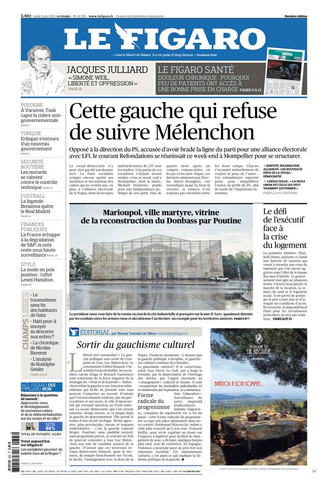 Le Figaro Une du 5 juin 2023