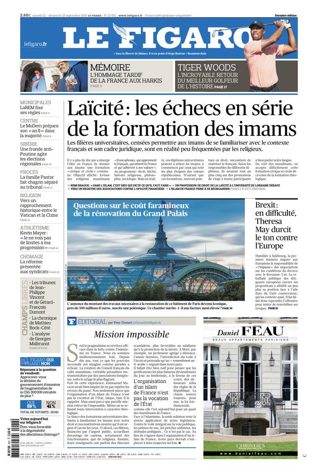 Le Figaro 22 septembre 2018 Le Figaro du 22 septembre 2018 à télécharger sur iPad
