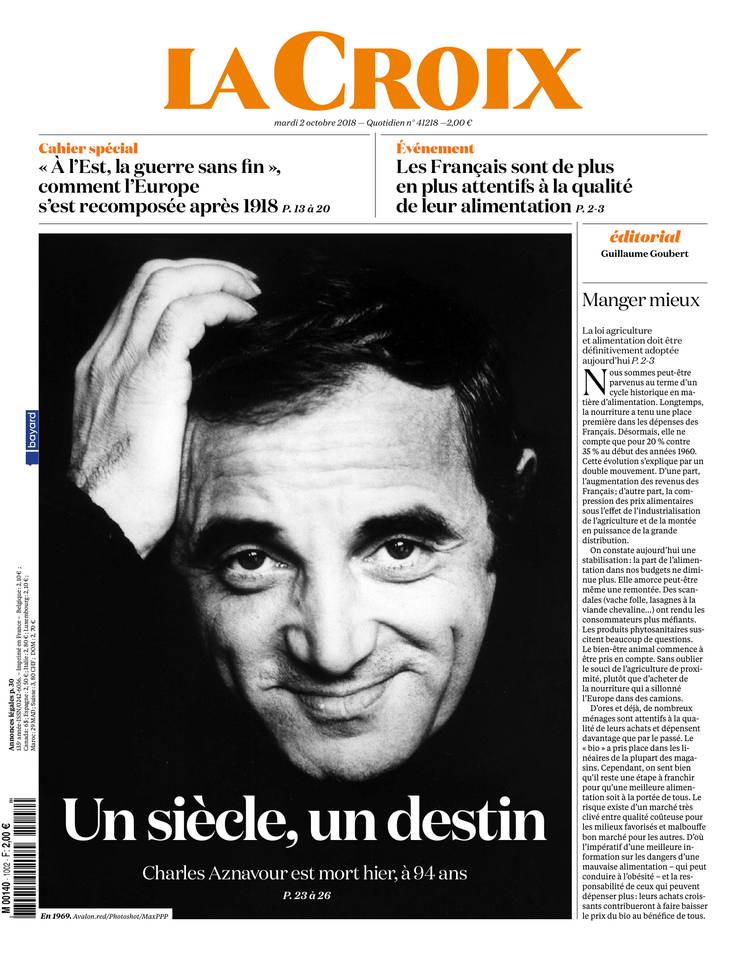 La Croix 02 octobre 2018 La Croix du 02 octobre 2018 à télécharger sur iPad