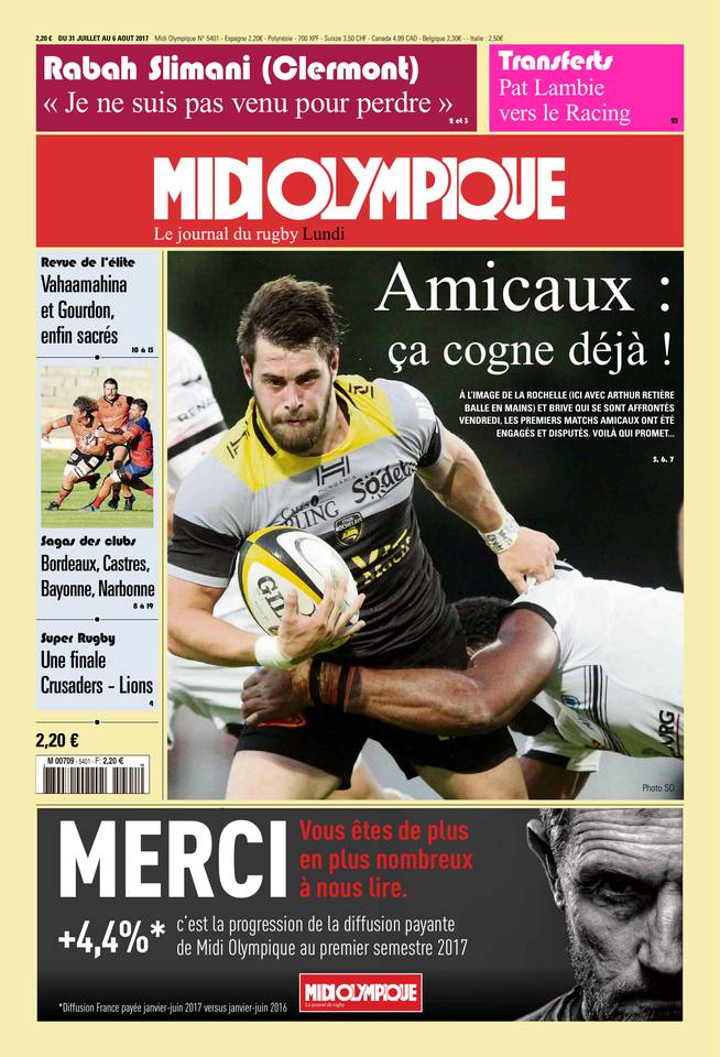 Midi Olympique Rouge 31 juillet 2017 Midi Olympique Rouge du 31 juillet 2017 à télécharger sur iPad