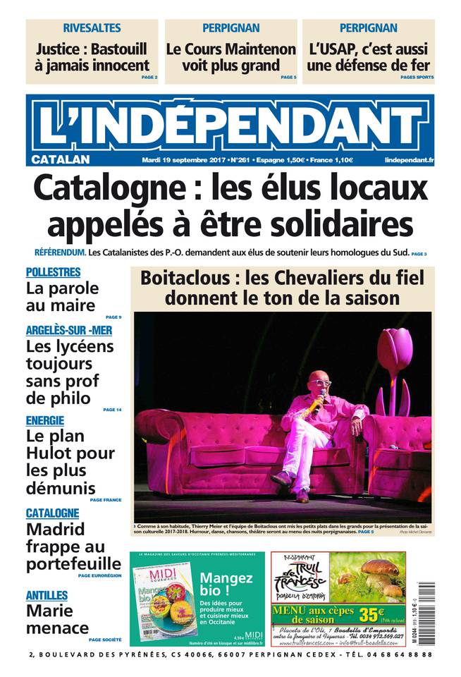 L'Indépendant 19 septembre 2017 Abonnement L’Indépendant Pas Cher avec BOUQUET INFO ePresse.fr