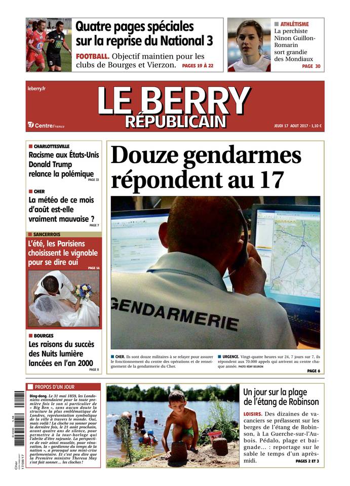 Le Berry Républicain 17 août 2017 Abonnement Berry Républicain Pas Cher avec le BOUQUET ePresse.fr