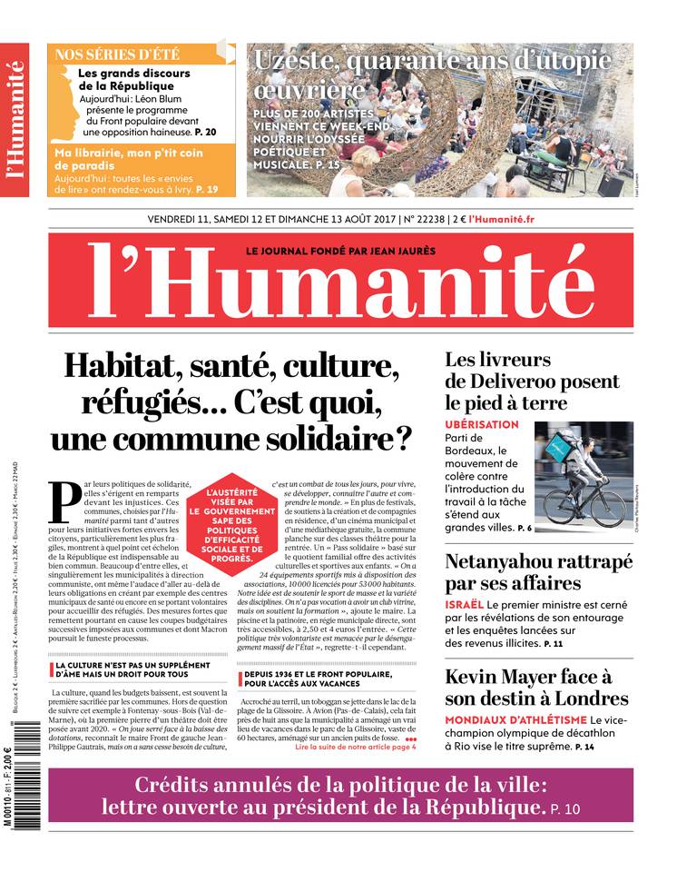 L'Humanité 11 août 2017 L'Humanité du 11 août 2017 à télécharger sur iPad