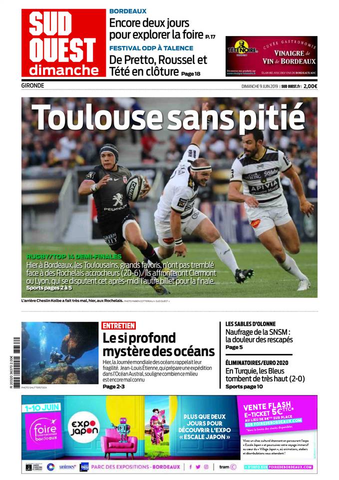 Sud Ouest Dimanche 09 juin 2019 Sud Ouest Dimanche du 09 juin 2019 à télécharger sur iPad