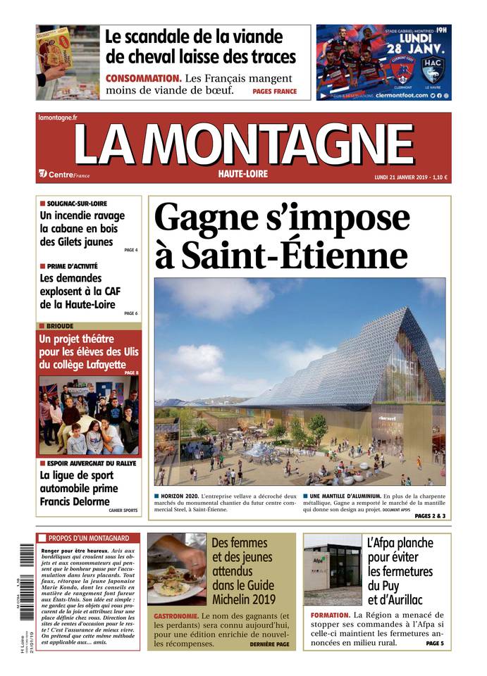 La Montagne 21 janvier 2019 Abonnement La Montagne Pas Cher avec le BOUQUET INFO ePresse.fr