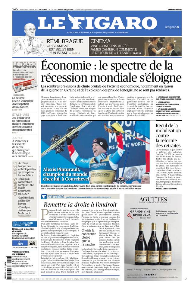 Le Figaro Une du 8 février 2023