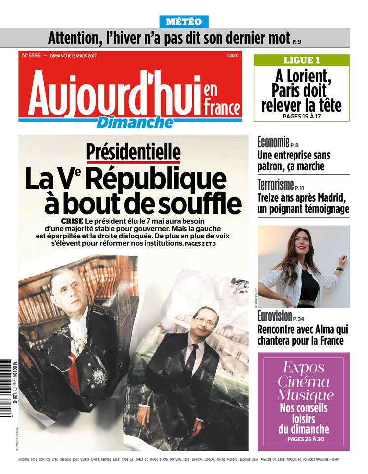 Aujourd'hui en France 12 mars 2017 Aujourd'hui en France du 12 mars 2017 à télécharger sur iPad