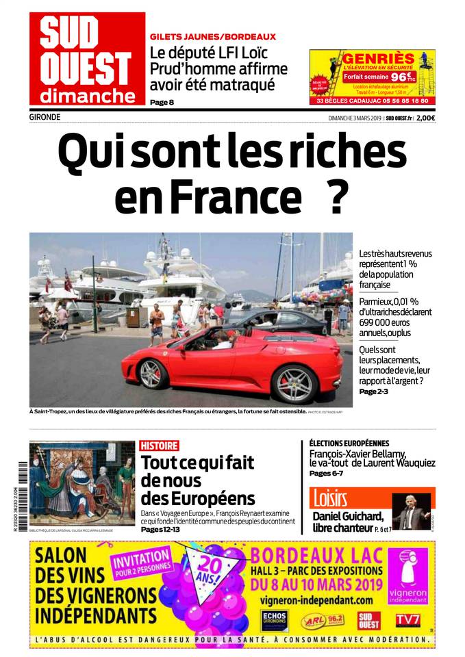 Sud Ouest Dimanche 03 mars 2019 Sud Ouest Dimanche du 03 mars 2019 à télécharger sur iPad