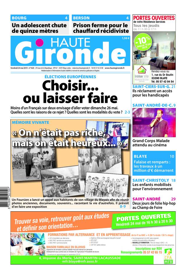 Haute Gironde 24 mai 2019 Abonnement Haute Gironde Pas Cher avec BOUQUET INFO ePresse.fr