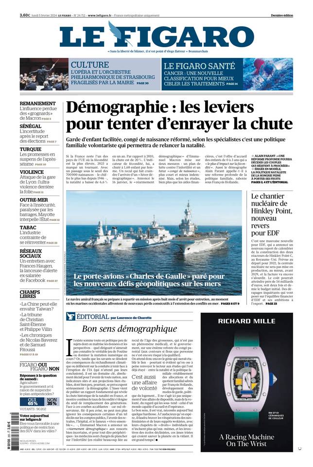 Le Figaro Une du 5 février 2024