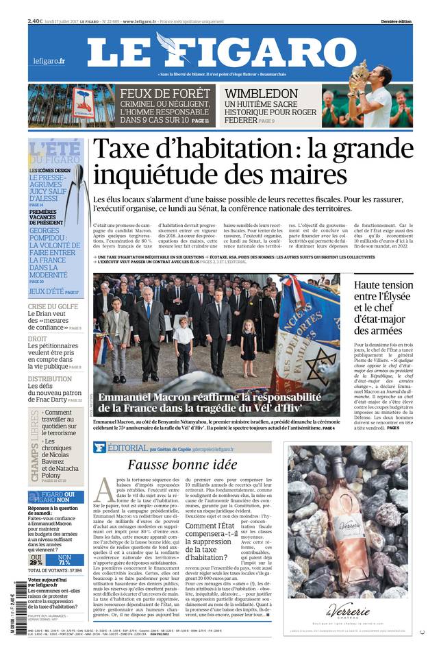 Le Figaro 17 juillet 2017 Le Figaro du 17 juillet 2017 à télécharger sur iPad