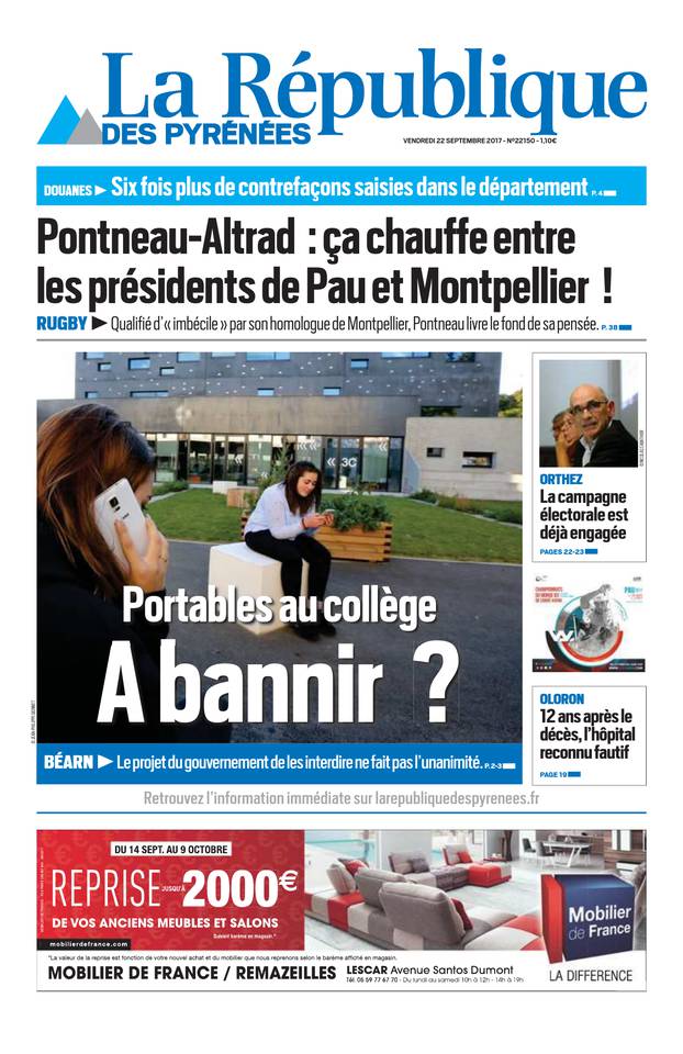 La République des Pyrénées 22 septembre 2017 Abonnement République des Pyrénées Pas Cher avec BOUQUET ePresse.fr